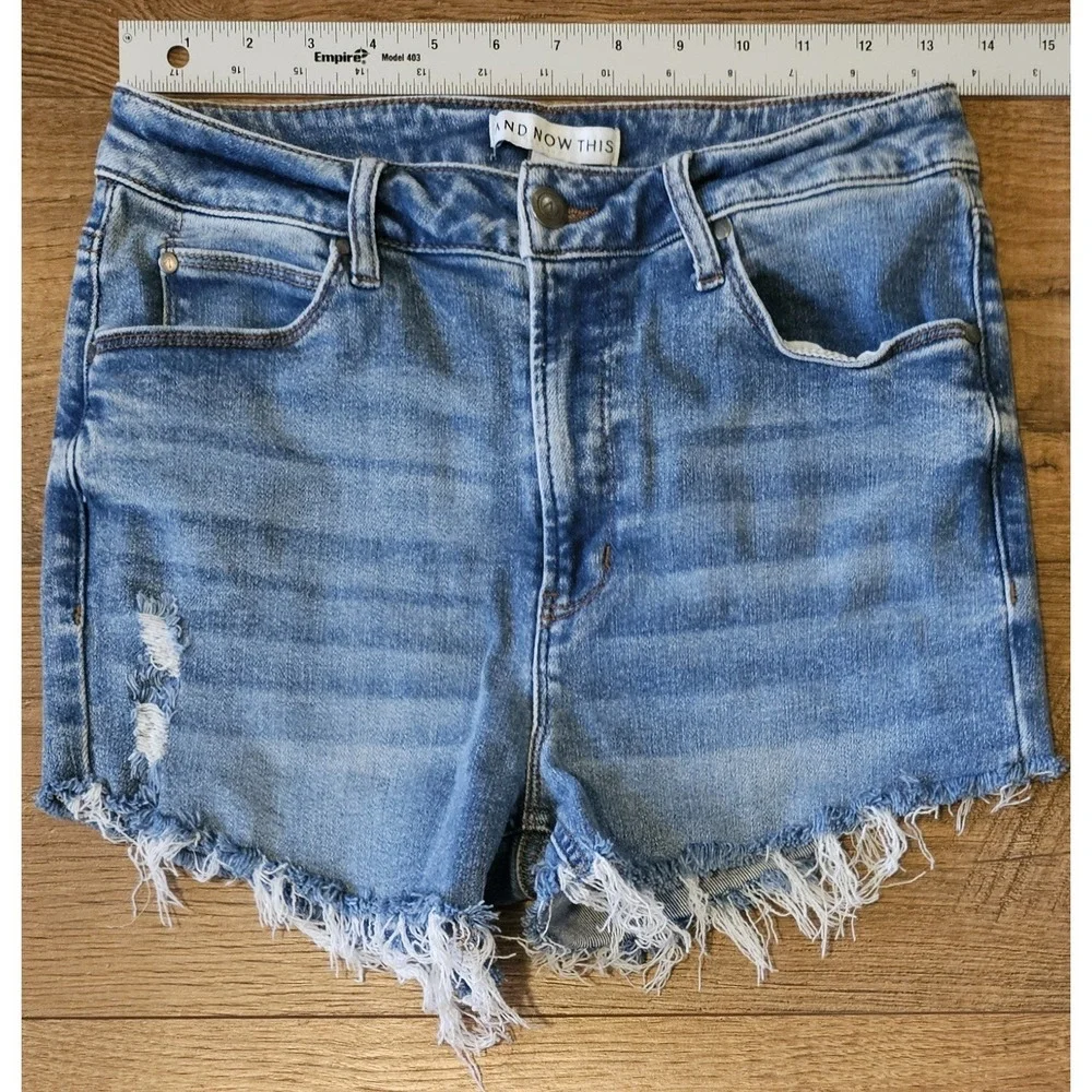 And Now This Womens Shorts Size 29 Blue Denim Stretch High Rise Modern Cut Off
